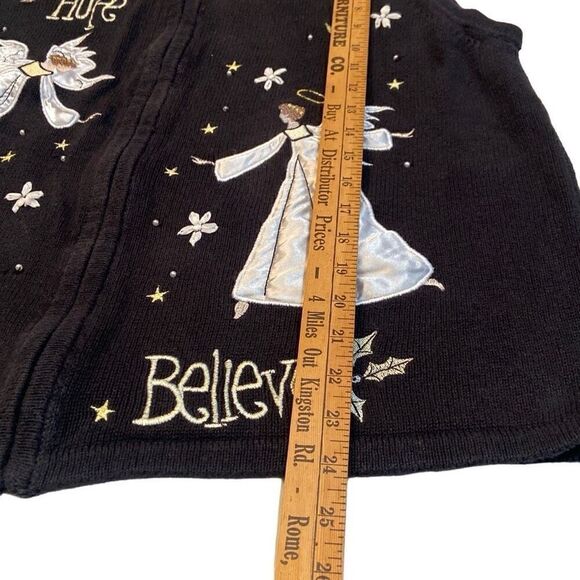 Vintage Blair Christmas Sweater Vest Angels Hope Believe Women Size Large - Picture 9 of 11